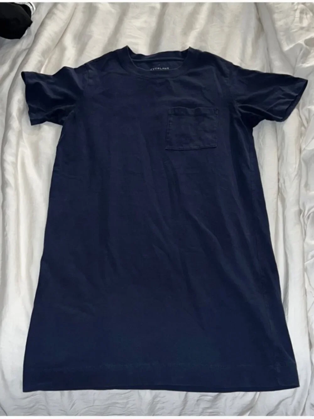 Everlane Weekend Tee Dress Organic Cotton Navy Blue Size small